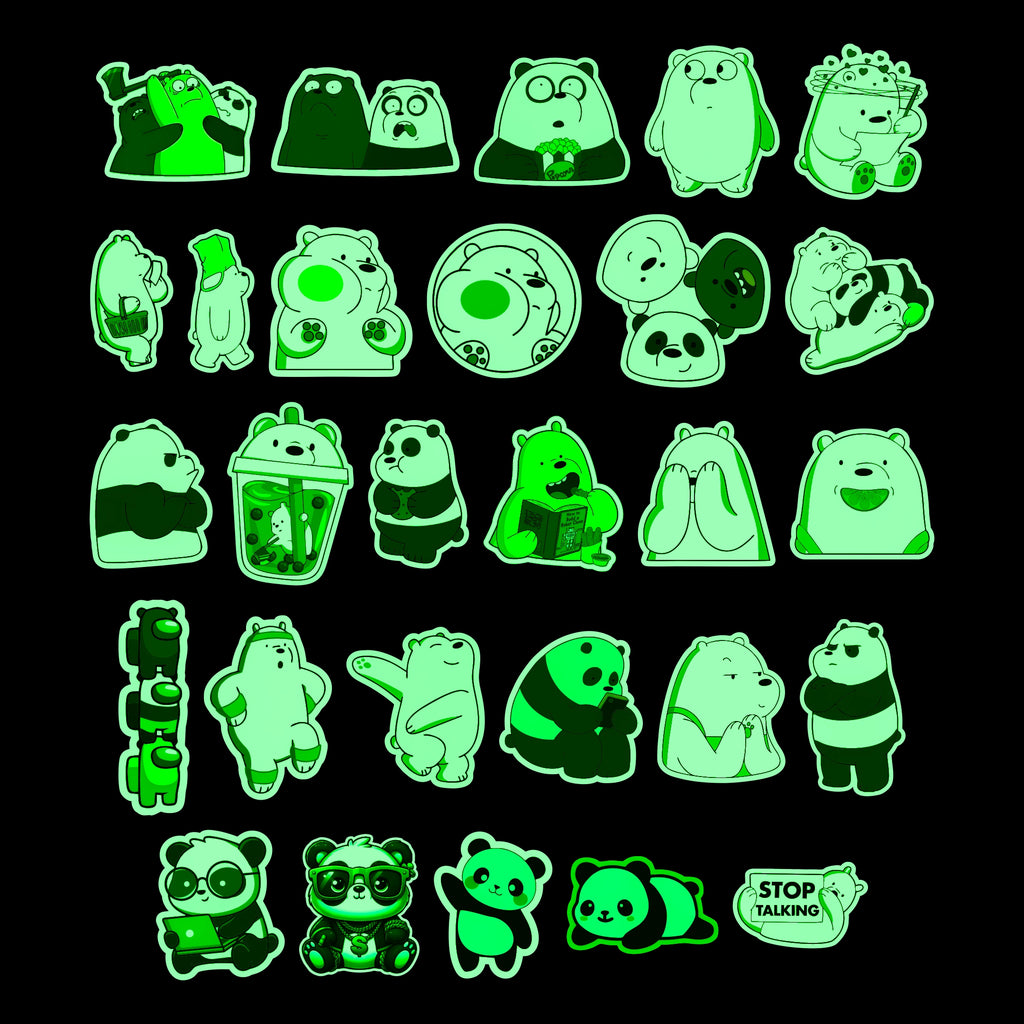 Panda Glow Sticker Bundle 28pcs