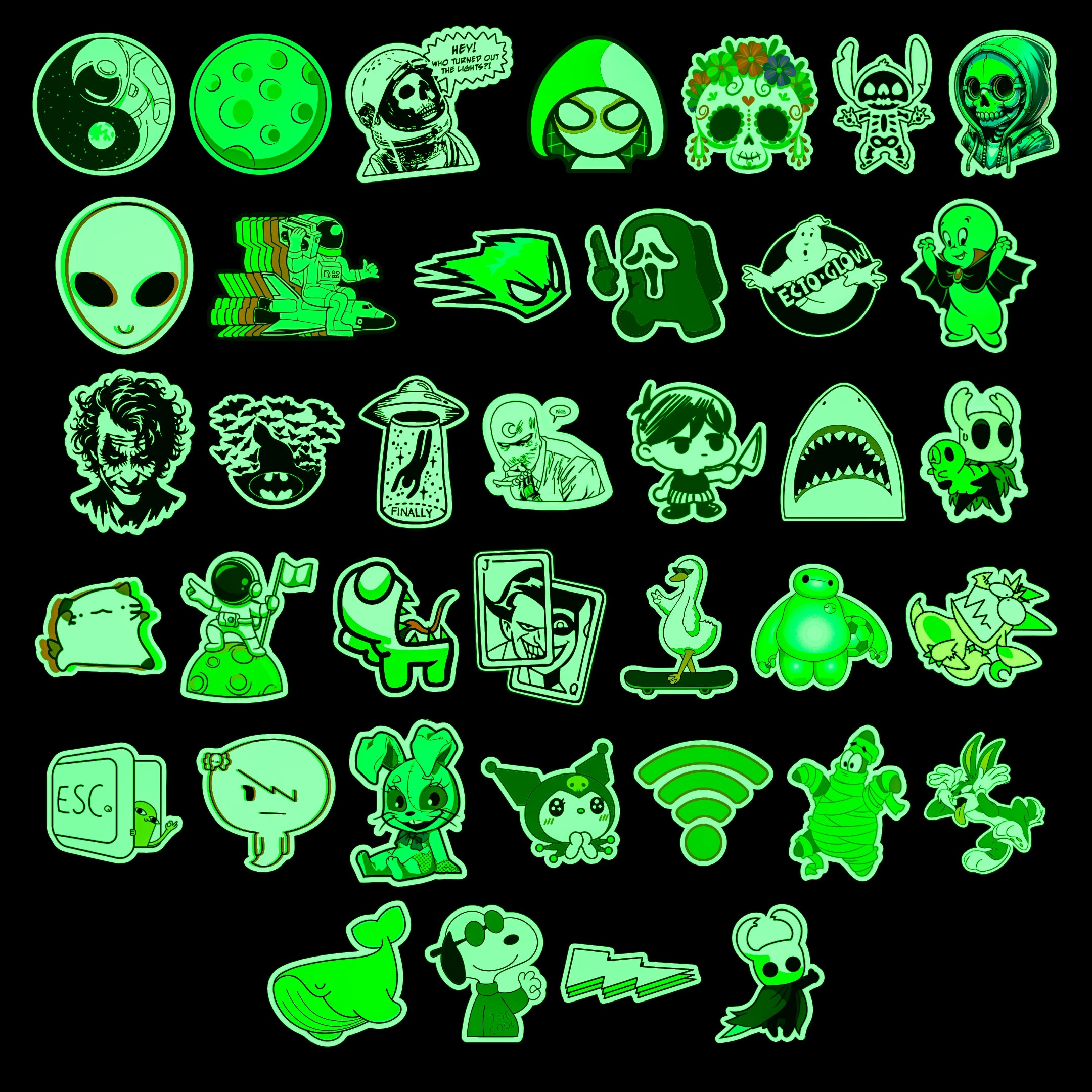 Nightmare Glow Sticker Bundle 38pcs