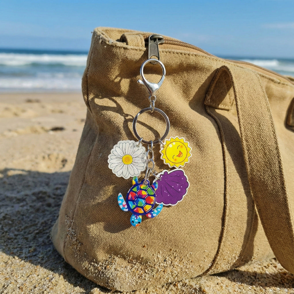 Flower Dino - Charm Keychain