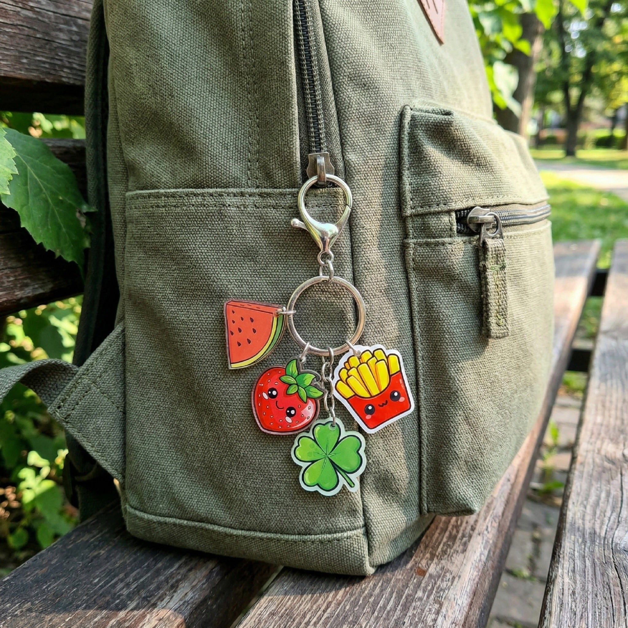 Strawberry Clover - Charm Keychain