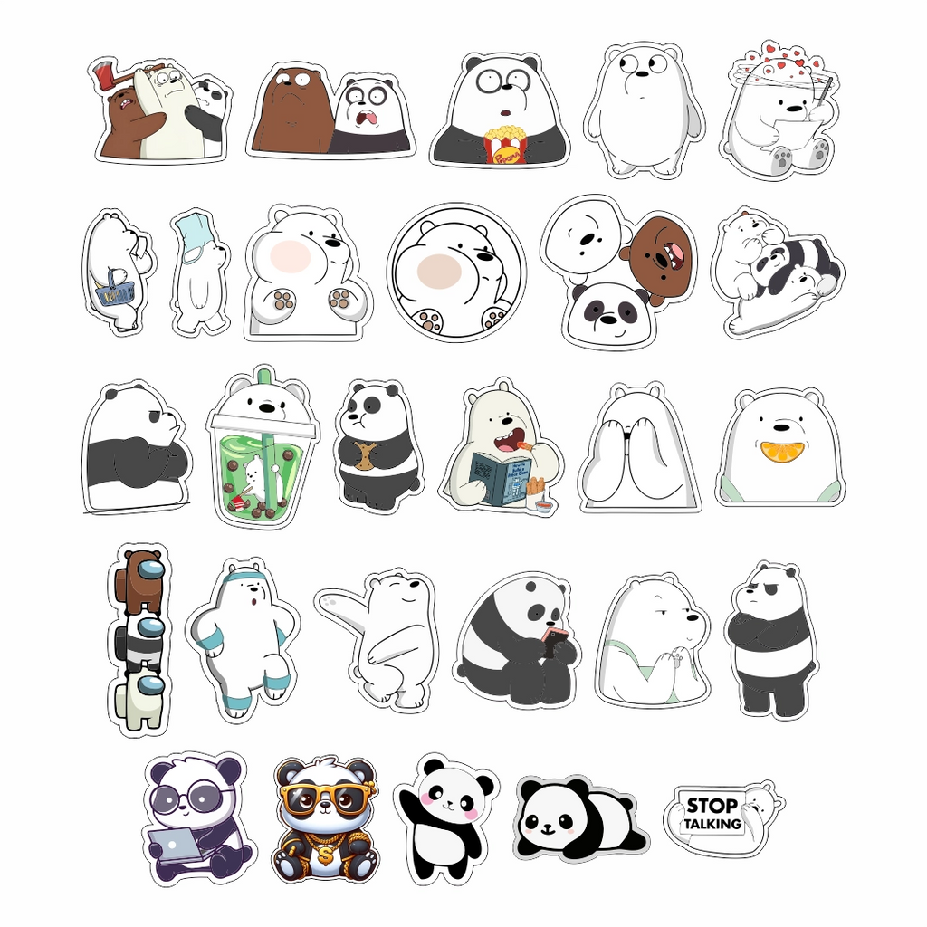 Panda Glow Sticker Bundle 28pcs