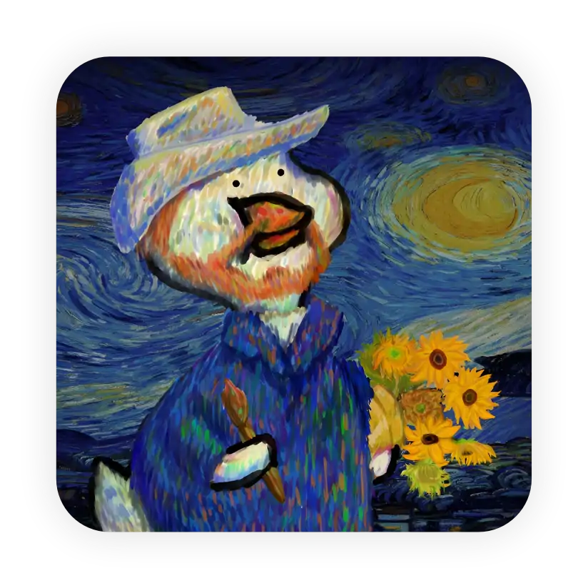 Duck van Gogh - Coaster