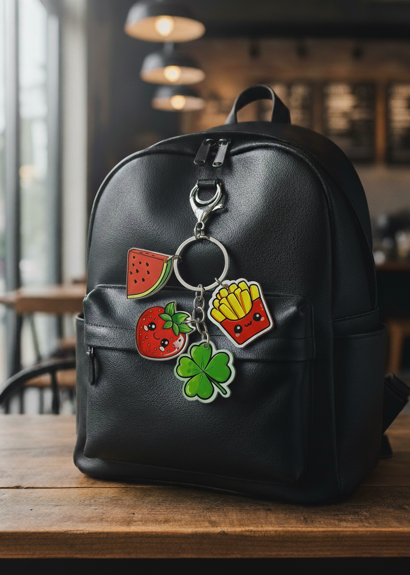 Strawberry Clover - Charm Keychain