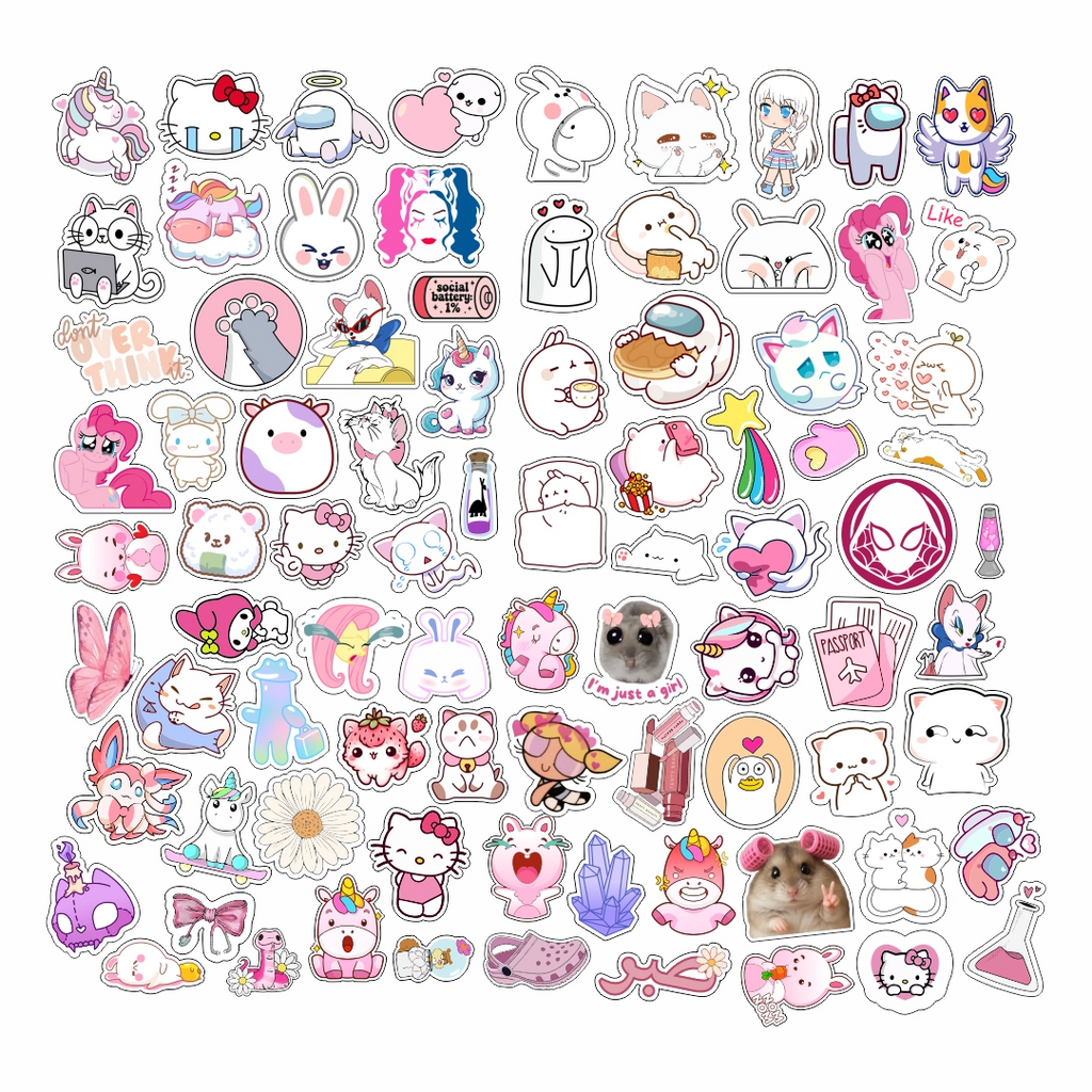 Pink Sticker Bundle 84pcs
