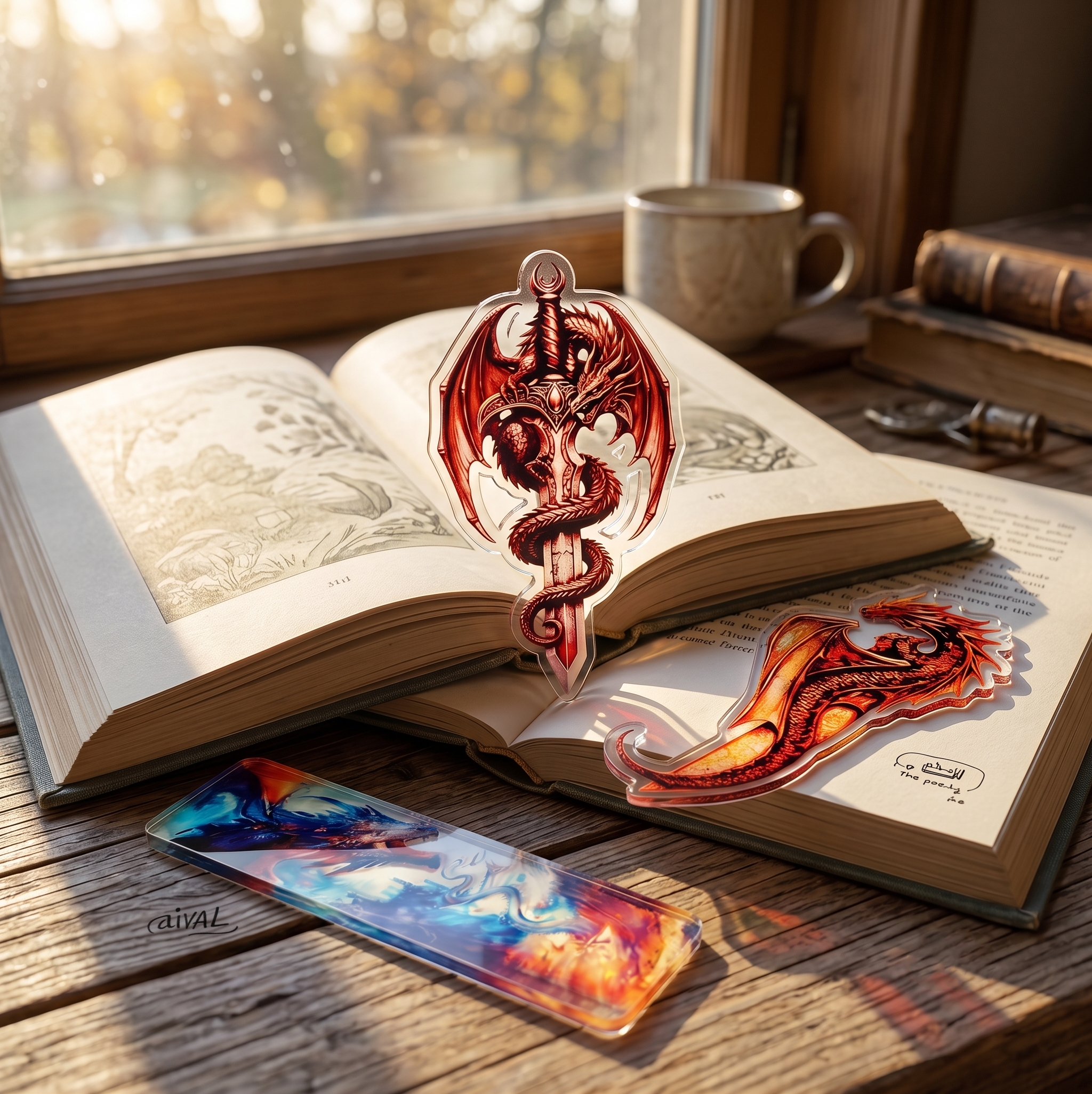 Dragon Flame bookmark 3pcs