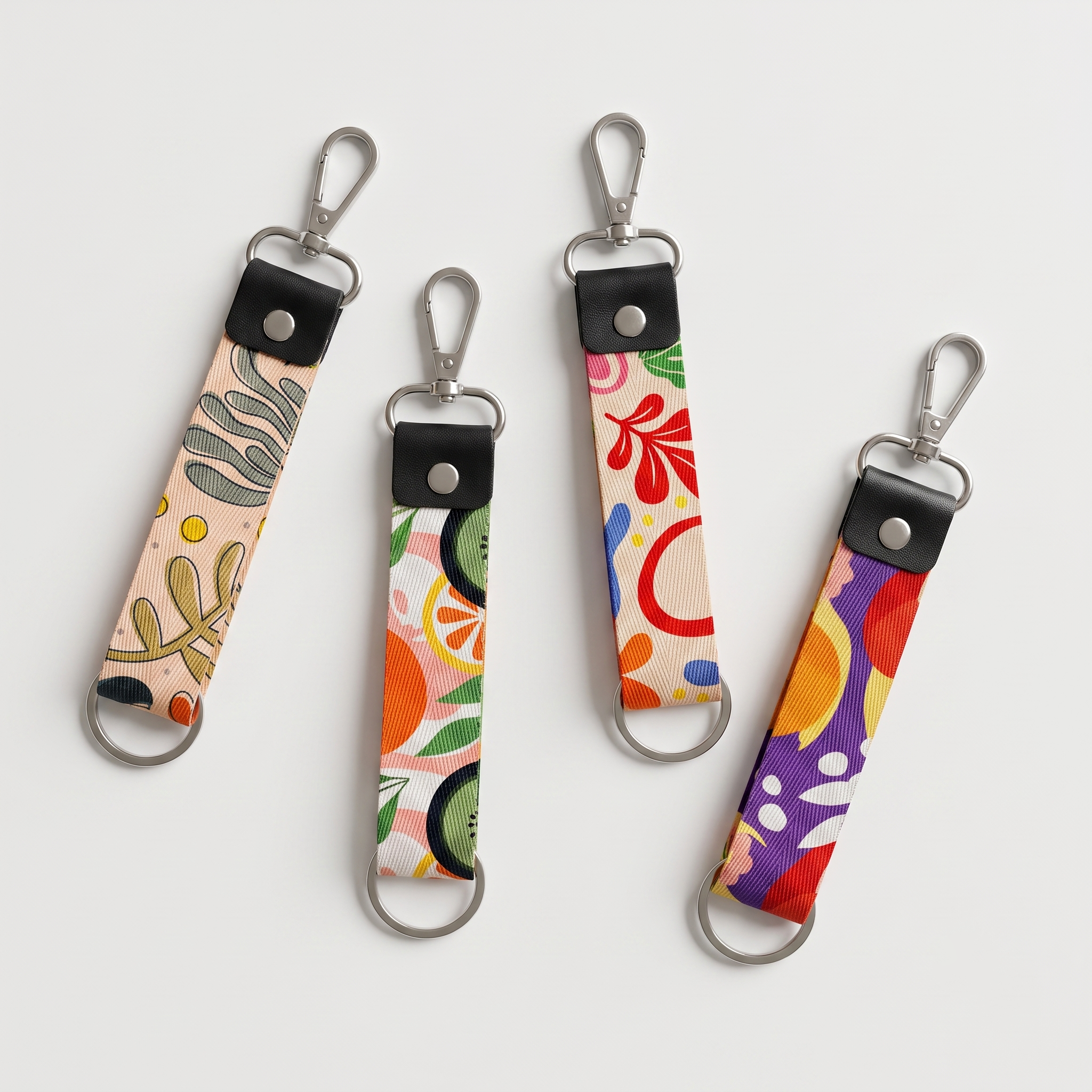 Floral Collection fabric keychain 4pcs