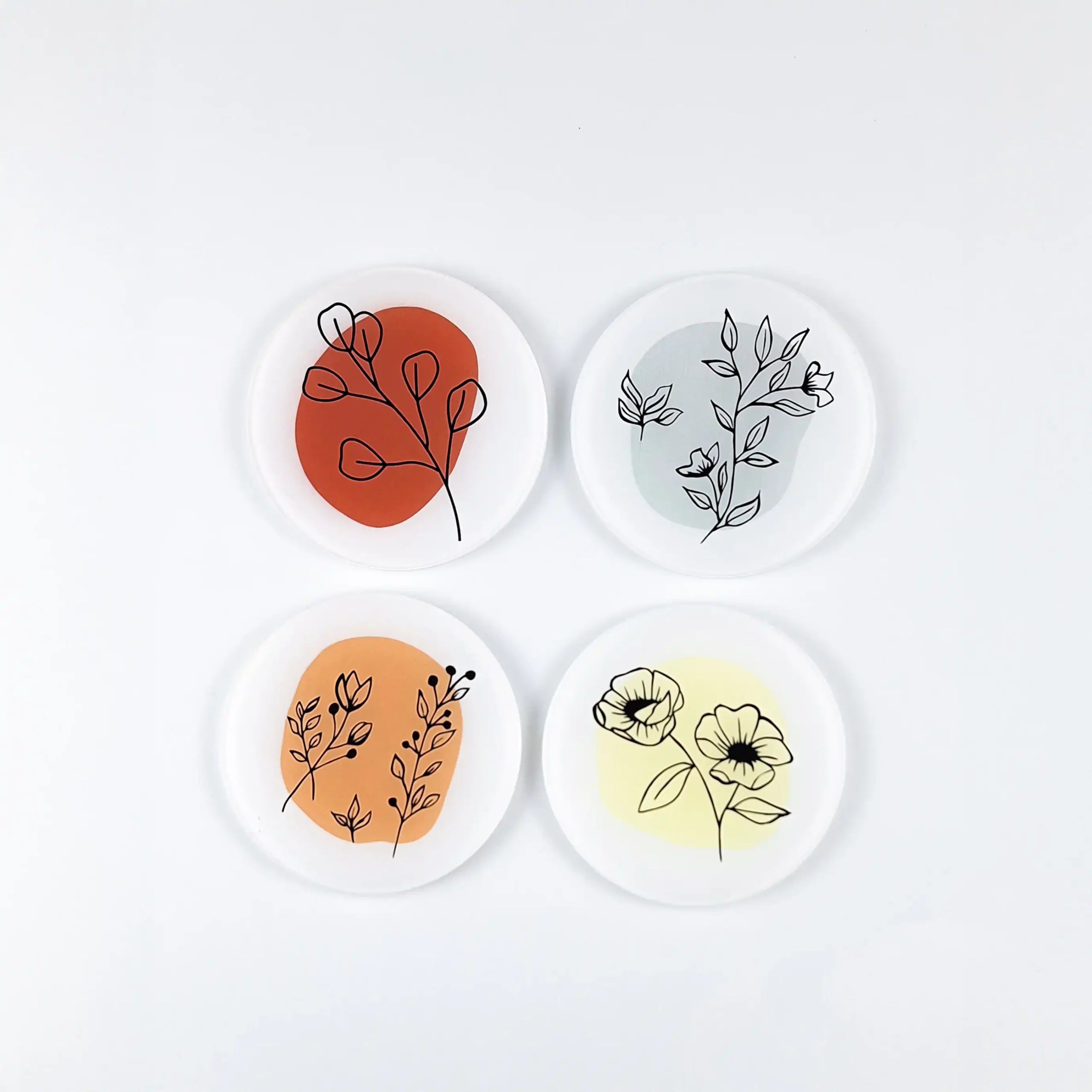 Line Art Leaf 4 Pcs