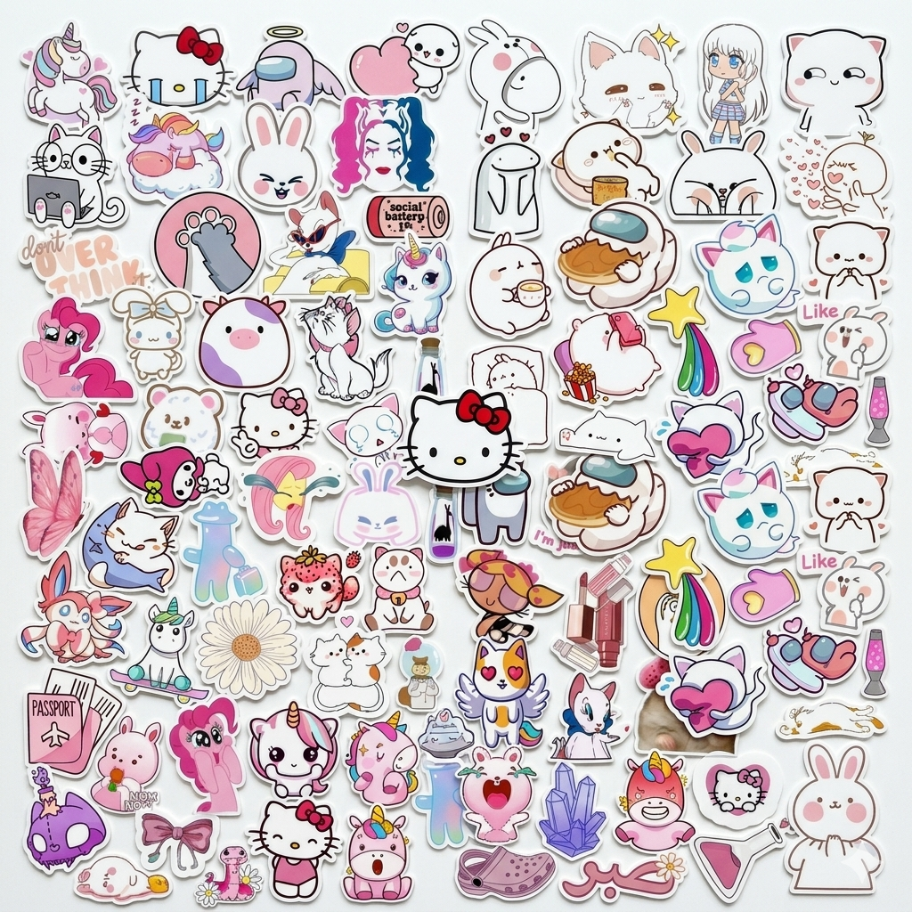 Pink Sticker Bundle 84pcs