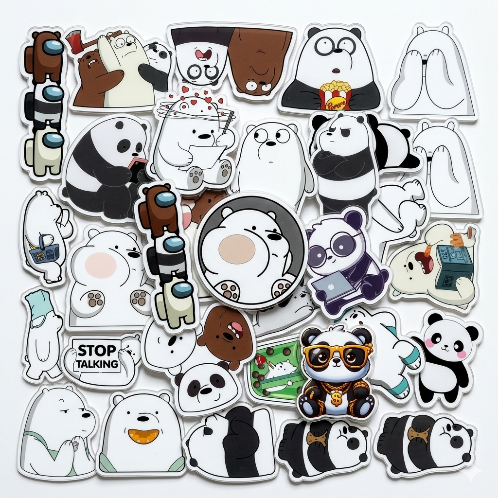 Panda Glow Sticker Bundle 28pcs